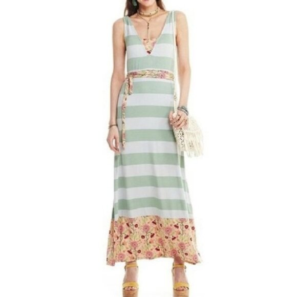 MATILDA JANE Seaside Afternoon Maxi Striped Floral Belted Dress Size Medium - Picture 6 of 14